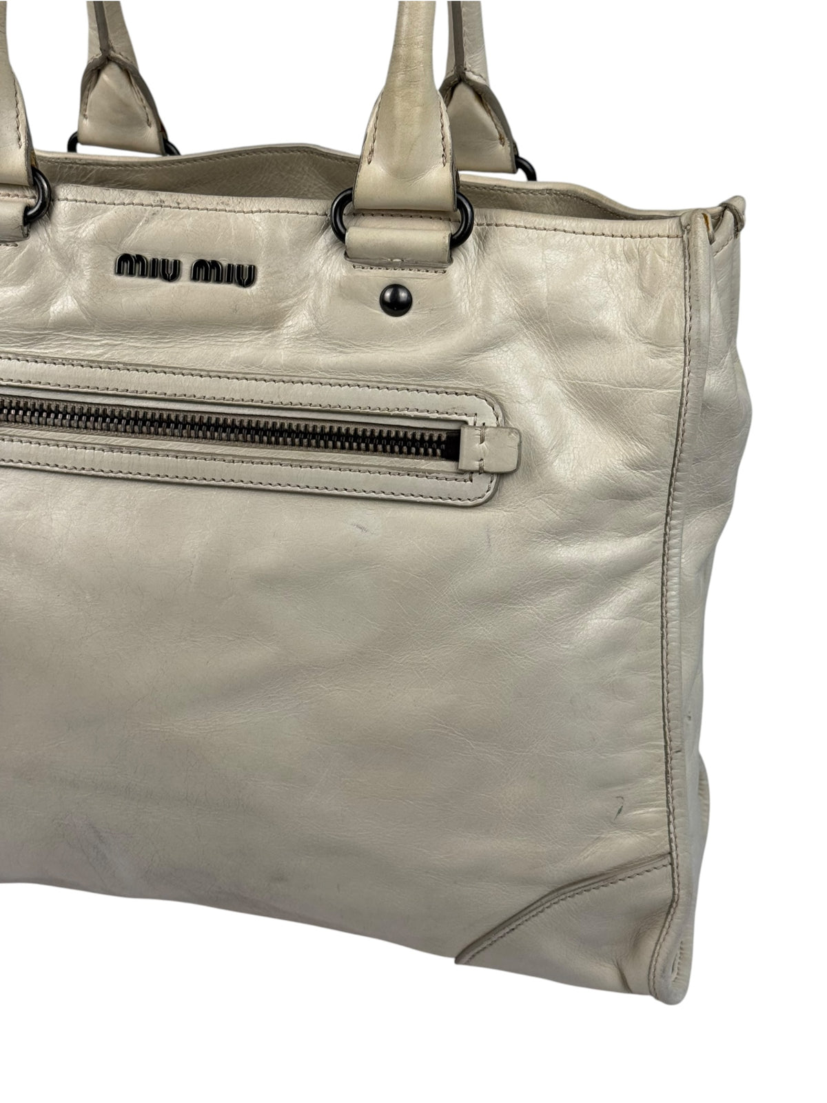 Miu Miu Leder Handtasche Creme