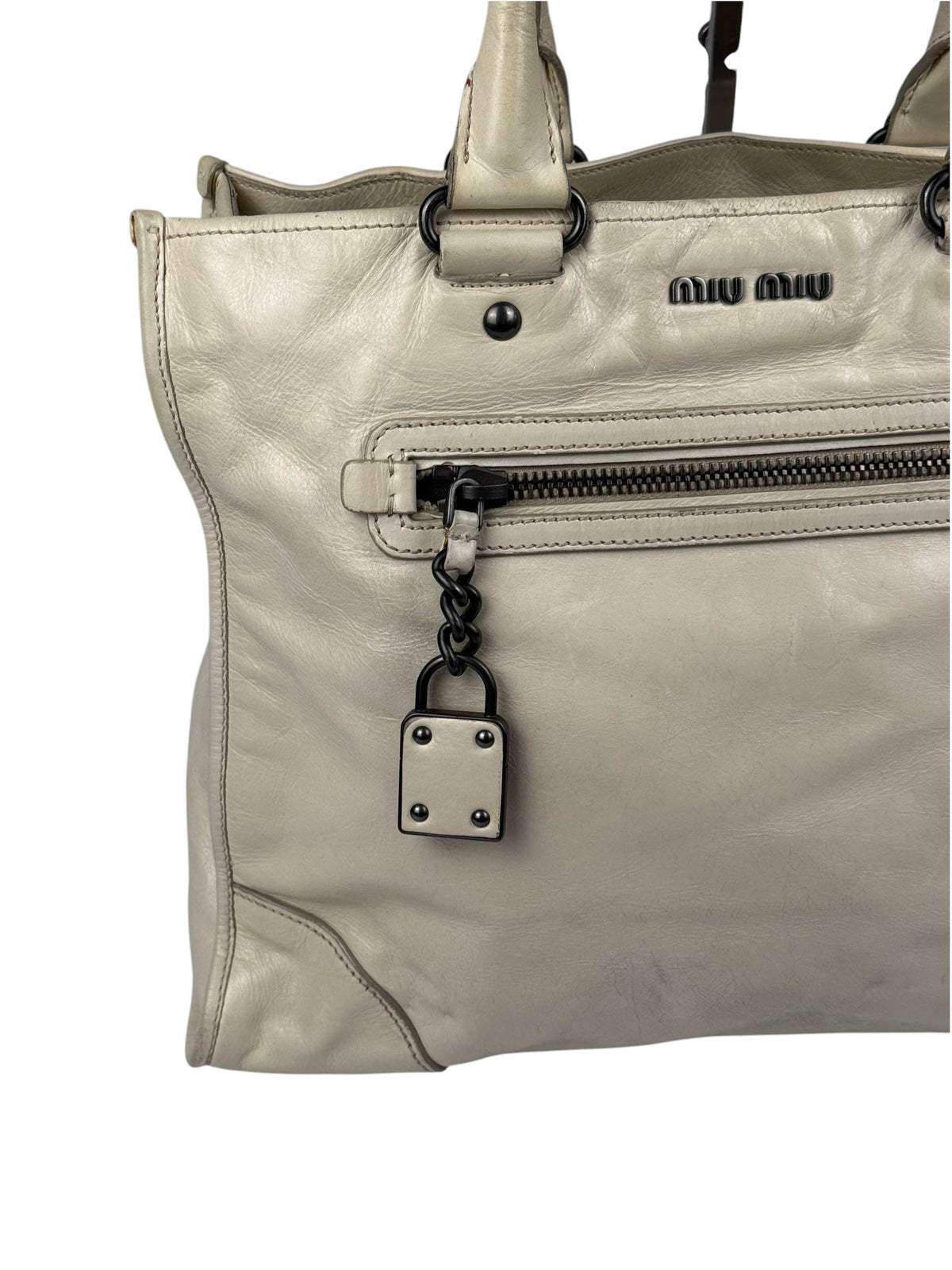 Miu Miu Leder Handtasche Creme