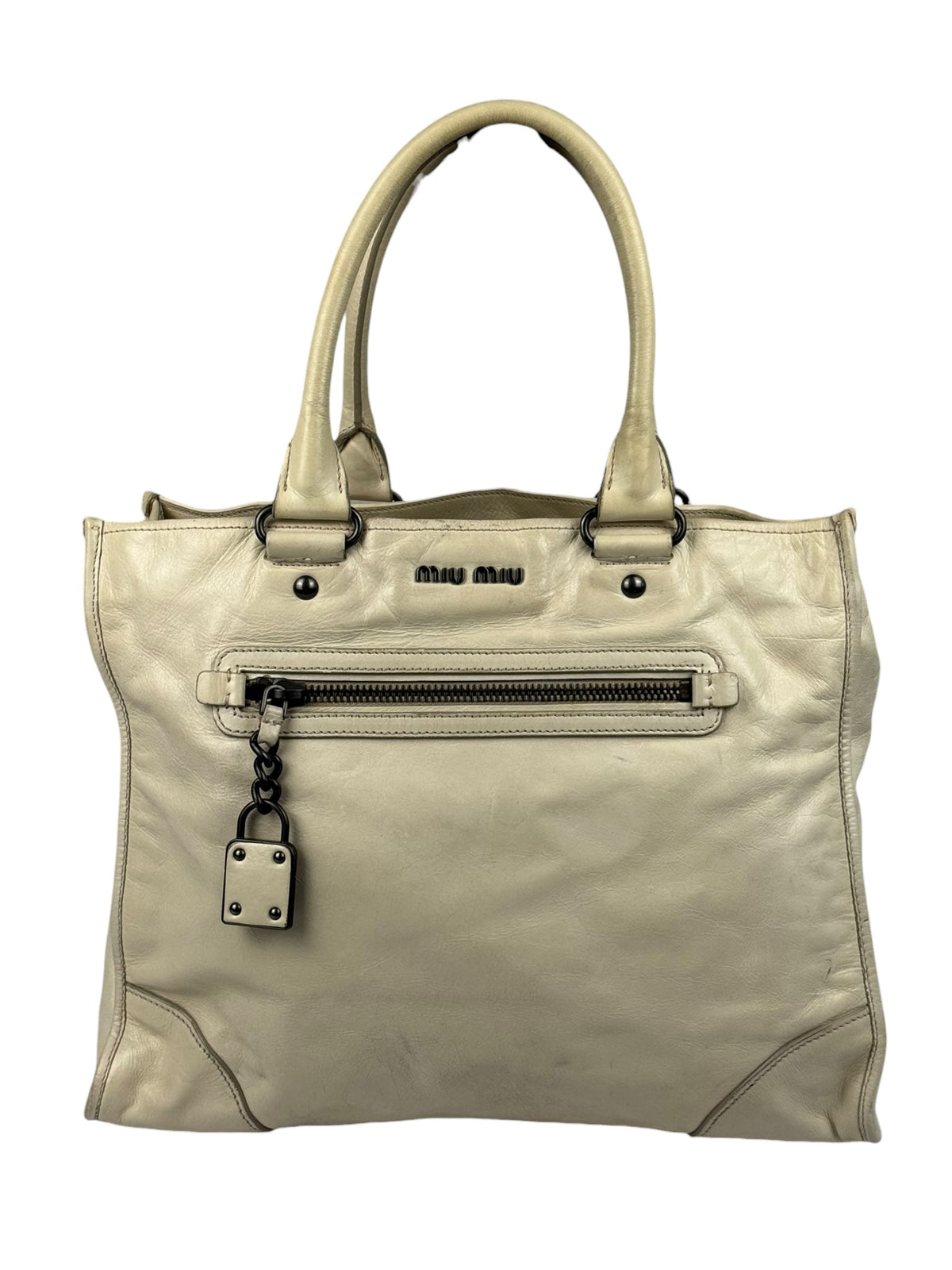 Miu Miu Leder Handtasche Creme